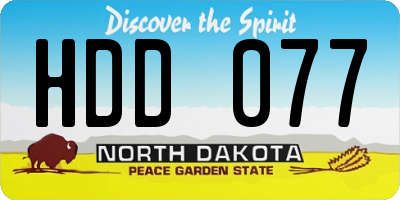 ND license plate HDD077