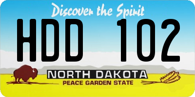 ND license plate HDD102