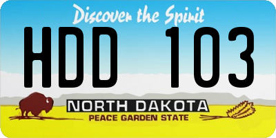 ND license plate HDD103