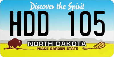 ND license plate HDD105