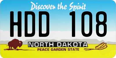 ND license plate HDD108