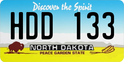 ND license plate HDD133