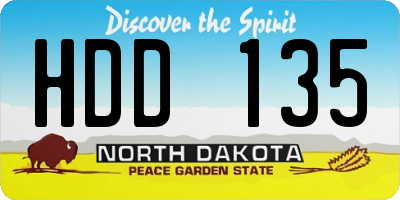 ND license plate HDD135