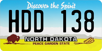 ND license plate HDD138
