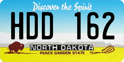 ND license plate HDD162