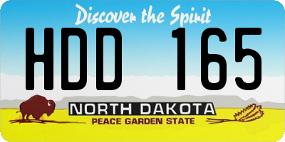 ND license plate HDD165