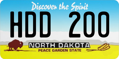 ND license plate HDD200