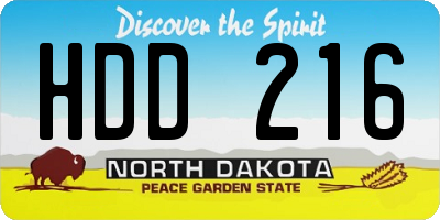 ND license plate HDD216