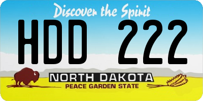 ND license plate HDD222