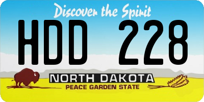 ND license plate HDD228