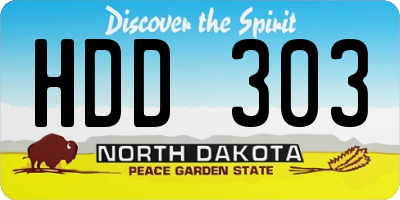 ND license plate HDD303
