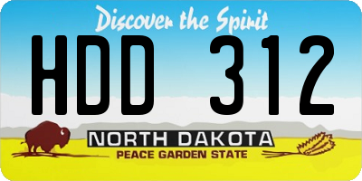ND license plate HDD312