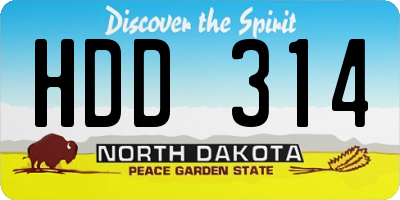 ND license plate HDD314