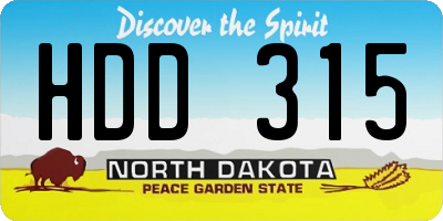 ND license plate HDD315