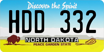 ND license plate HDD332