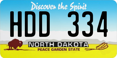 ND license plate HDD334