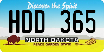 ND license plate HDD365