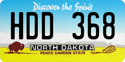 ND license plate HDD368
