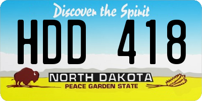 ND license plate HDD418