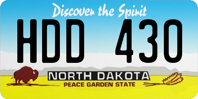 ND license plate HDD430