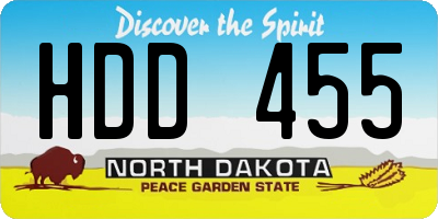 ND license plate HDD455