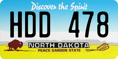 ND license plate HDD478