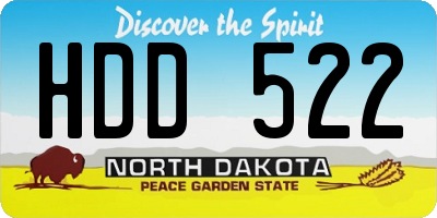 ND license plate HDD522