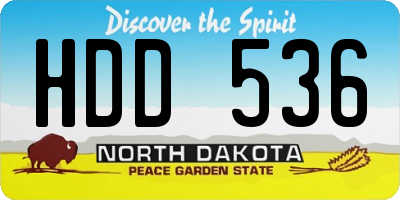ND license plate HDD536