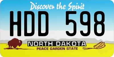 ND license plate HDD598