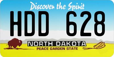 ND license plate HDD628