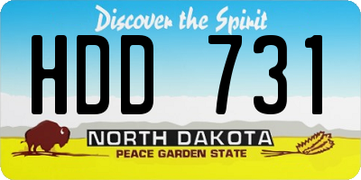 ND license plate HDD731
