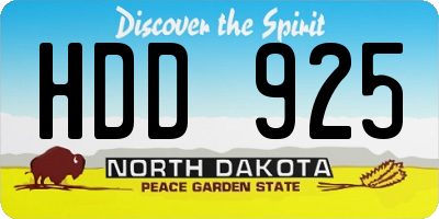 ND license plate HDD925