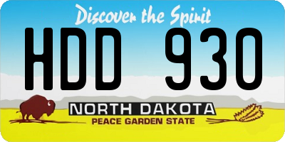 ND license plate HDD930