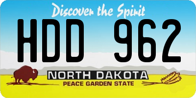 ND license plate HDD962