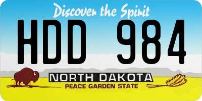 ND license plate HDD984
