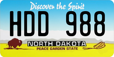ND license plate HDD988