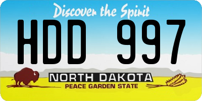 ND license plate HDD997