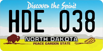 ND license plate HDE038