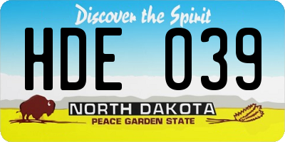 ND license plate HDE039