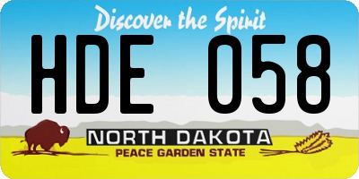 ND license plate HDE058