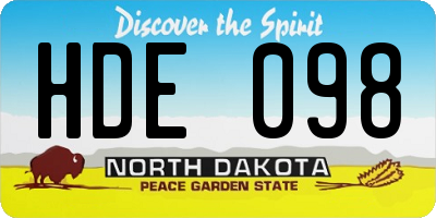 ND license plate HDE098