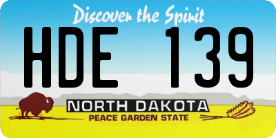 ND license plate HDE139