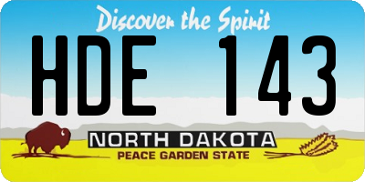 ND license plate HDE143