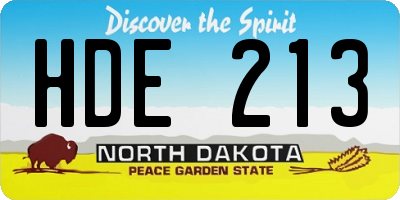 ND license plate HDE213