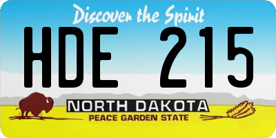 ND license plate HDE215