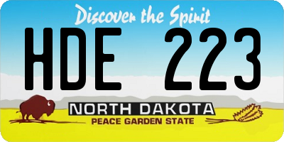 ND license plate HDE223