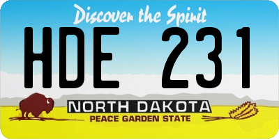 ND license plate HDE231