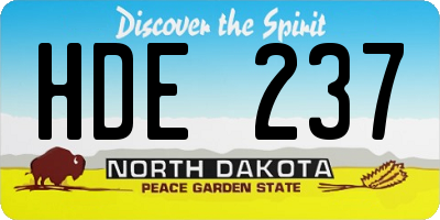 ND license plate HDE237