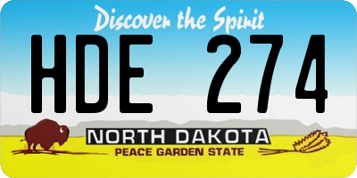 ND license plate HDE274
