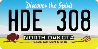 ND license plate HDE308